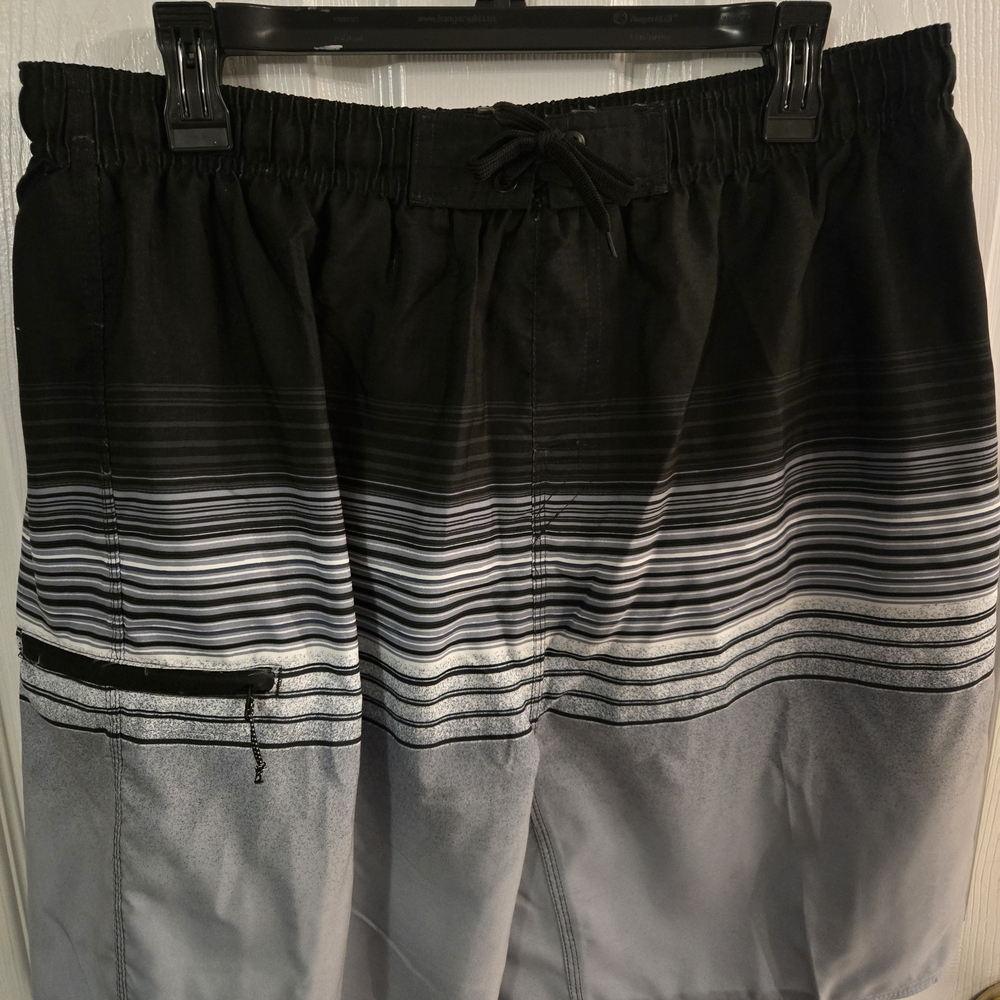 Burnside Black and Gray Men's  L Striped Board Shorts. New With Tags